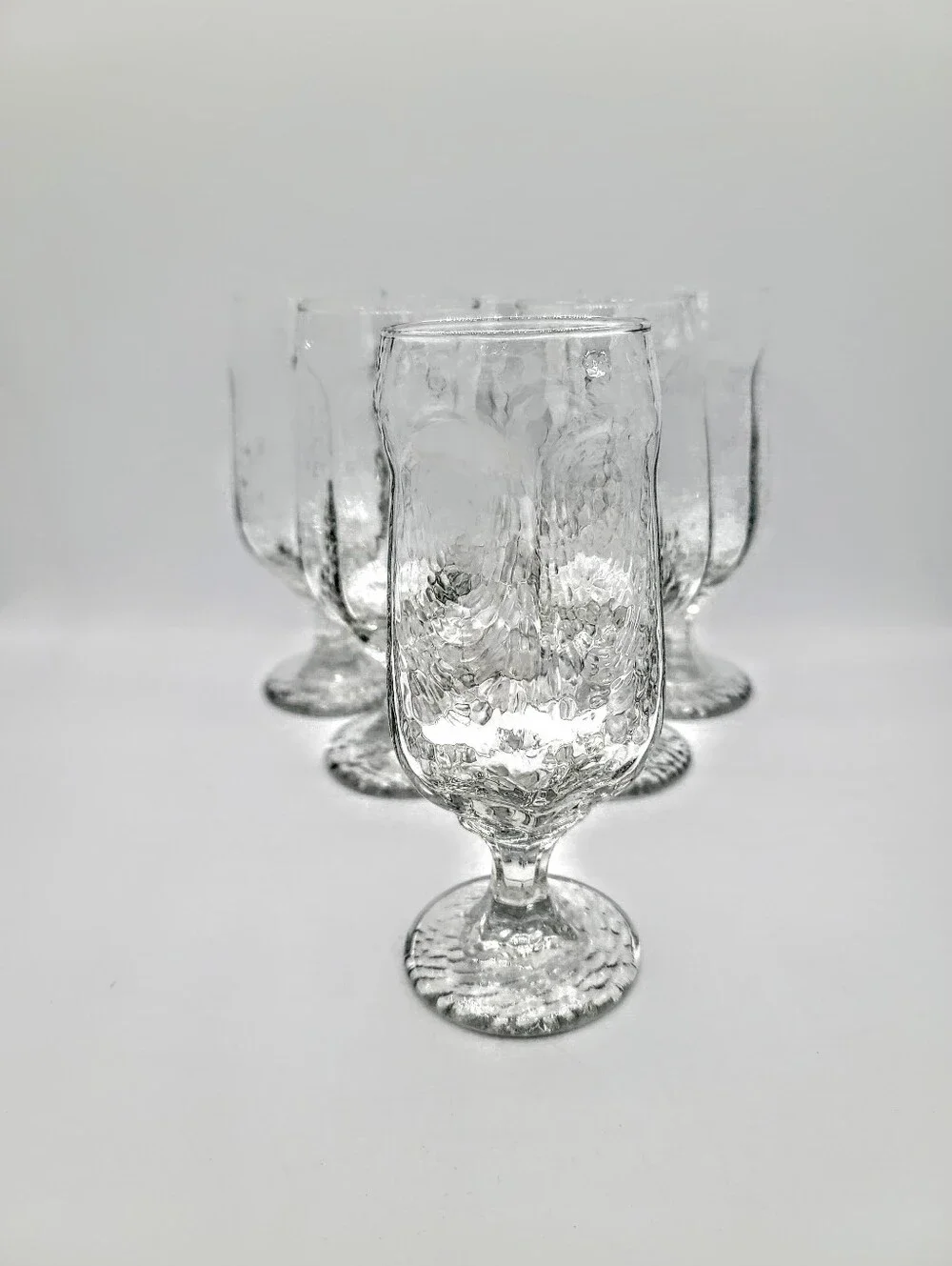Libbey Chivalry Clear Water Beer Glasses Set of 6 Textured Pressed Glass 12 Oz